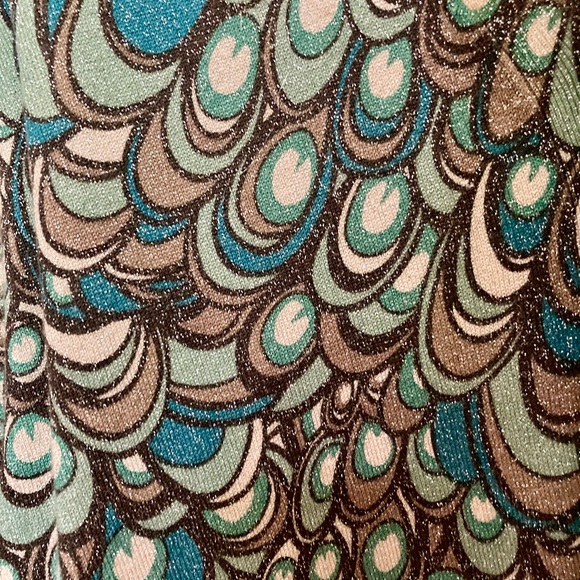 Chico’s Teal Taupe Aqua Cream Cardigan Peacock Pattern Chico’s Size 2 - Picture 4 of 8